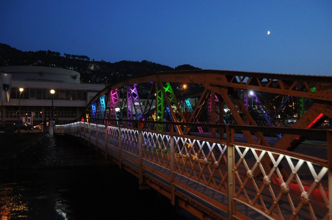 Eiffel_Bridge_on_Miljacka_River_at_night